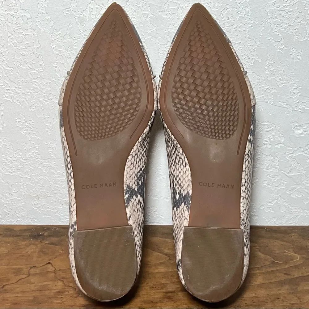 Cole Haan Ellora Skimmer Flats Python Snake‎ Print Leather Womens 6.5B
